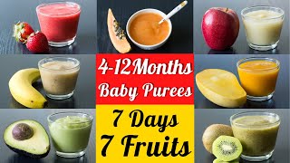 7 Fruit Purees for 4 to 12 Month Babies  Stage 1 Homemade Baby Food  7 Fruit Purees for 7 Days [upl. by Devon]