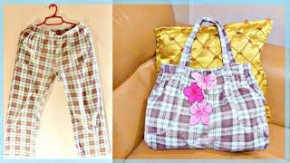 DIY TOTE BAG Simple amp Easy Bag from Old Home Pants Recycling Old Clothes [upl. by Zeuqirdor438]