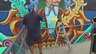 Denver mural once nearly destroyed is now nearly restored [upl. by Marienthal32]