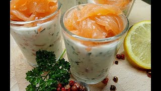 Verrines au saumon fumé et fromage blanc 🐟  Smoked salmon and cottage cheese verrine [upl. by Don631]