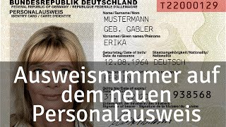 Hier findest du die Ausweisnummer auf dem neuen Personalausweis  Zugangsnummer [upl. by Paige]