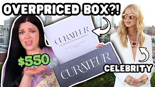 OVERPRICED CELEBRITY SUBSCRIPTION BOX  550 Worth of Items  Curateur Unboxing [upl. by Huldah]