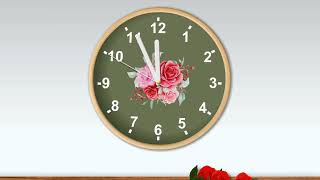 ASMR Video for sleep and Relaxation  Clock ticking sound 1 Hours  Rose flower wall clock [upl. by Ignacio]