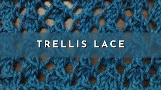 How to Knit the Trellis Lace Stitch  Knitting Stitch Pattern  English Style [upl. by Enaamuj]