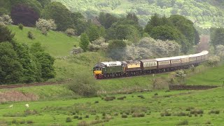 D345 Climbs Giggleswick bank with the Northern Belle ECS move York Carnforth 280523 [upl. by Yelsnya]