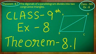 Class  9th Mathematics Quadrilaterals  Exercise 8 Theorem 81 [upl. by Roseann]