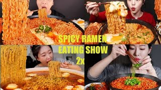 Asmr  Eating Spicy Ramen NoodlesKimchi Tofu  Sausage  EATING COMPILATION SHOW  Mukbang [upl. by Arondell]