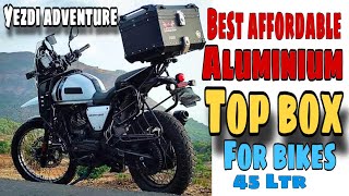 Yezdi adventure 45 Ltr aluminium top box installation Universal top box for all bikes [upl. by Navi]