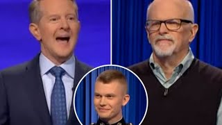 Ken Jennings mocks scared Jeopardy champ over tough clue before he suffers hard miss and Marine win [upl. by Ajat]