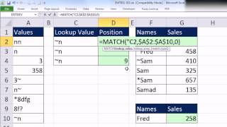 Excel Magic Trick 931 VLOOKUP amp MATCH Lookup Values With Special Characters Such As [upl. by Eidualc]