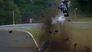 Onboard Massive airborne crash for Vaidyanathan at Oulton Park [upl. by Ileana]