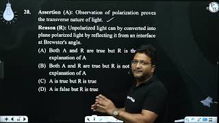 Assertion A Observation of polarization proves the transverse nature of light Reason R Un [upl. by Cirted]