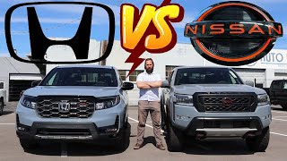 2024 Nissan Frontier vs 2024 Honda Ridgeline Old School Meets New School [upl. by Tsiuqram878]