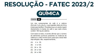 FATEC 20232  Um dos componentes do café é a cafeína fórmula C₈H₁₀N₄O₂ cuja ingestão diária de [upl. by Naji265]