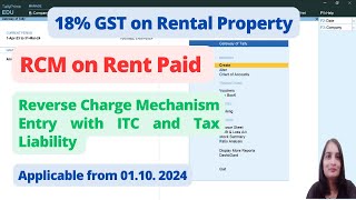 RCM Entry in Tally Prime Reverse Charge mechanism in GST RCM on Rent paid under GST GST on Rent [upl. by Ayikat]