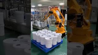 Industrial Robotic application Robotic palletizer for paint coating lubricant barrel bucket package [upl. by Annaeiluj]