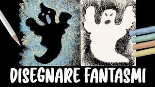 👻✍🏻 DISEGNARE FANTASMI di HALLOWEEN con Gessetti Colorati e Pastelli a Cera 🖍 Tutorial Semplice [upl. by Telracs]