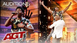 Golden Buzzer Joseph Allen Leaves Exciting Footprint With Original Song  Americas Got Talent 2019 [upl. by Anniram]