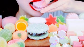 Mukbang with Delicious Rainbow Dessert Coconut Cookies Soft Mochi ASMR Eating rionasmr5337 [upl. by Ellesig]