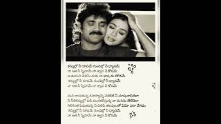 kannullo Nee Roopame Song Telugu lyrics songNinne pelladatha Movie songsNagarjuna Tabu [upl. by Ricker]