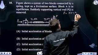 Figure shows a system of two blocks connected by a spring kept on a frictionless surface Block [upl. by Eemyaj989]