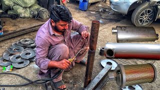 Truck Silencer Muffler Making  How to Make Exhaust Silencer For Your Truck  Exhaust Leak Repair [upl. by Laeira35]