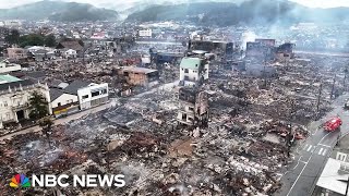 Drone video shows scale of Japan earthquake devastation [upl. by Artened]