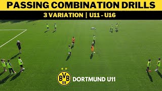 Passing Combination Drills  Dortmund U11 Training  3 Variation  U11 U12 U13 U14 U15 U16 [upl. by Dub]