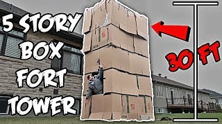 5 STORY BOX FORT MANSION CHALLENGE 30 FT HIGH [upl. by Bonn964]