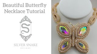 Beautiful Butterfly Necklace Tutorial Cubic Right Angle Weave CRAW [upl. by Harad125]