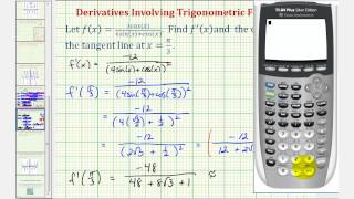 Ex Derivative with The Quotient Rule Involving Trig Functions  Equation of Tangent Line [upl. by Irmo]