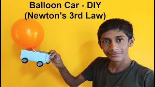 how to make newton third law working model  car balloon science project  DIY pandit [upl. by Squire998]