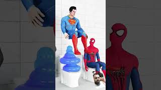 Potty vs toilet vs spiderman vs batman vs Superman spiderman batmanvsironman superman minitoons [upl. by Arabele]