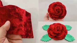 DIY How to make an adorable fabric rose flower  in just 5 minutes  DIY Flower [upl. by Anohr301]