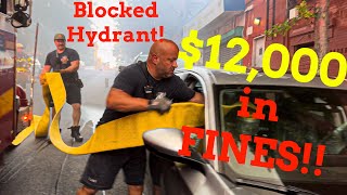 12000 in Tickets  HOSE THRU WINDOW FDNY Smashes Windows of Car PARKED on FIRE HYDRANT [upl. by Barris]