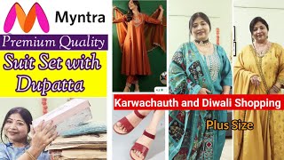 Festive Designer Kurta Sets🍁Premium Quality quotPLUS SIZE quot Kurta Set Haul🍁MYNTRAHaul🍁S to 7xl [upl. by Bickart440]