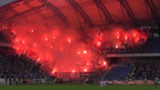 Legia Warszawa pyro flares in Poznan  09042017  Quality 4K [upl. by Yojenitsirk658]