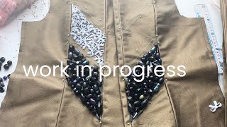 Beading amp making a faux leather jacket 🎨 part 1 [upl. by Winne]