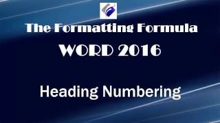 Word 2016 Heading Numbering [upl. by Ikkiv]