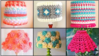 Crochet flower lampshade cover frameKnitted floral lampshade frameCrochet colorful flower lampshad [upl. by Lathrop887]