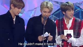 181106 ENG BTS BANG SIHYUK WON BEST PRODUCER AWARD at MBC Plus × Genie Music Awards 2018 [upl. by Yud]