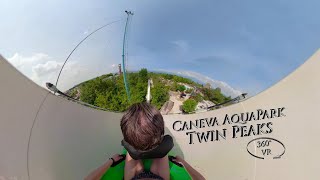 Caneva AquaPark Twin Peaks back seat 360° VR POV Onride [upl. by Cullie849]