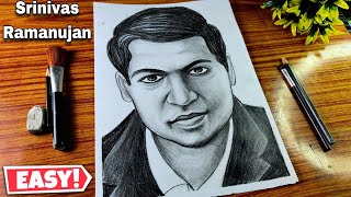 Great Mathematician CV RAMANUJAN drawing Sketch Srinivas Ramanujan Drawing Easy Math day drawing [upl. by Aissak]