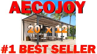 AECOJOY 20 x 12 Gazebo For Patio Large WallMounted Hard Top B0CQWYGG28 [upl. by Ludwigg983]