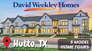 Model Home Tour of 5 Different Townhomes by David Weekly Homes  Emory Crossing in Hutto TX [upl. by Yuzik799]