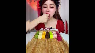 Asmr eating ice cream four flavor Crispy delicious short video [upl. by Airreis]