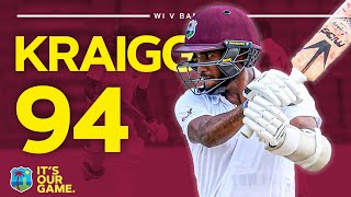 Captain Kraigg 🫡  Brathwaite Hits Brilliant 94 In 400Minute Innings  West Indies v Bangladesh [upl. by Neih]