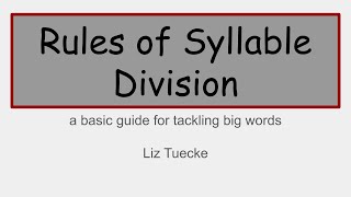 Rules of Syllable Division [upl. by Pelson439]