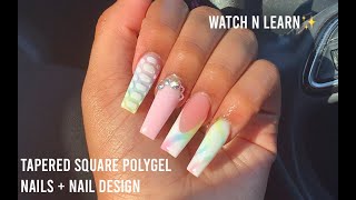 TAPERED SQUARE POLYGEL NAILS  Nail Design [upl. by Sauveur]