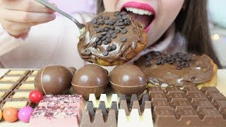 ASMR Giant NUTELLA PROFITEROLES  CHOCOLATE CANDY Eating Eating Sounds No Talking MUKBANG [upl. by Millicent]